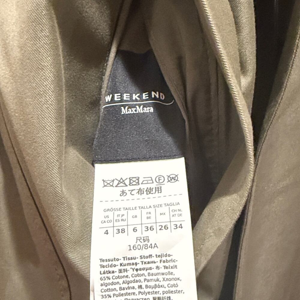 Classic Max Mara Weekend Olive Trench Coat Size 4 - Picture 5 of 5